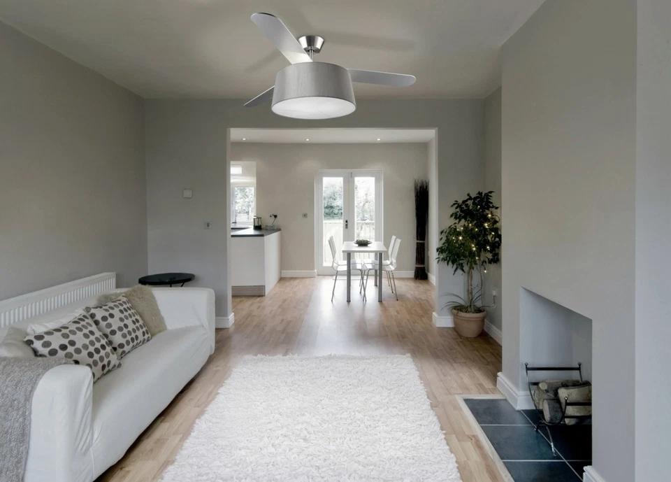 Ventilatore da Soffitto Lampada con Telecomando Radiatore Belmont Nichel Grigio - Immagine 2 di 2