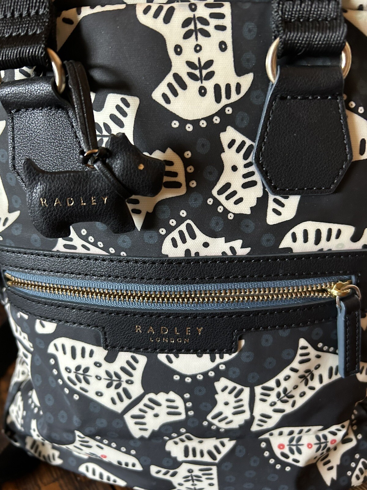 Radley London Folk Dog Backpack Nylon Zip Top Dark Bl… Gem