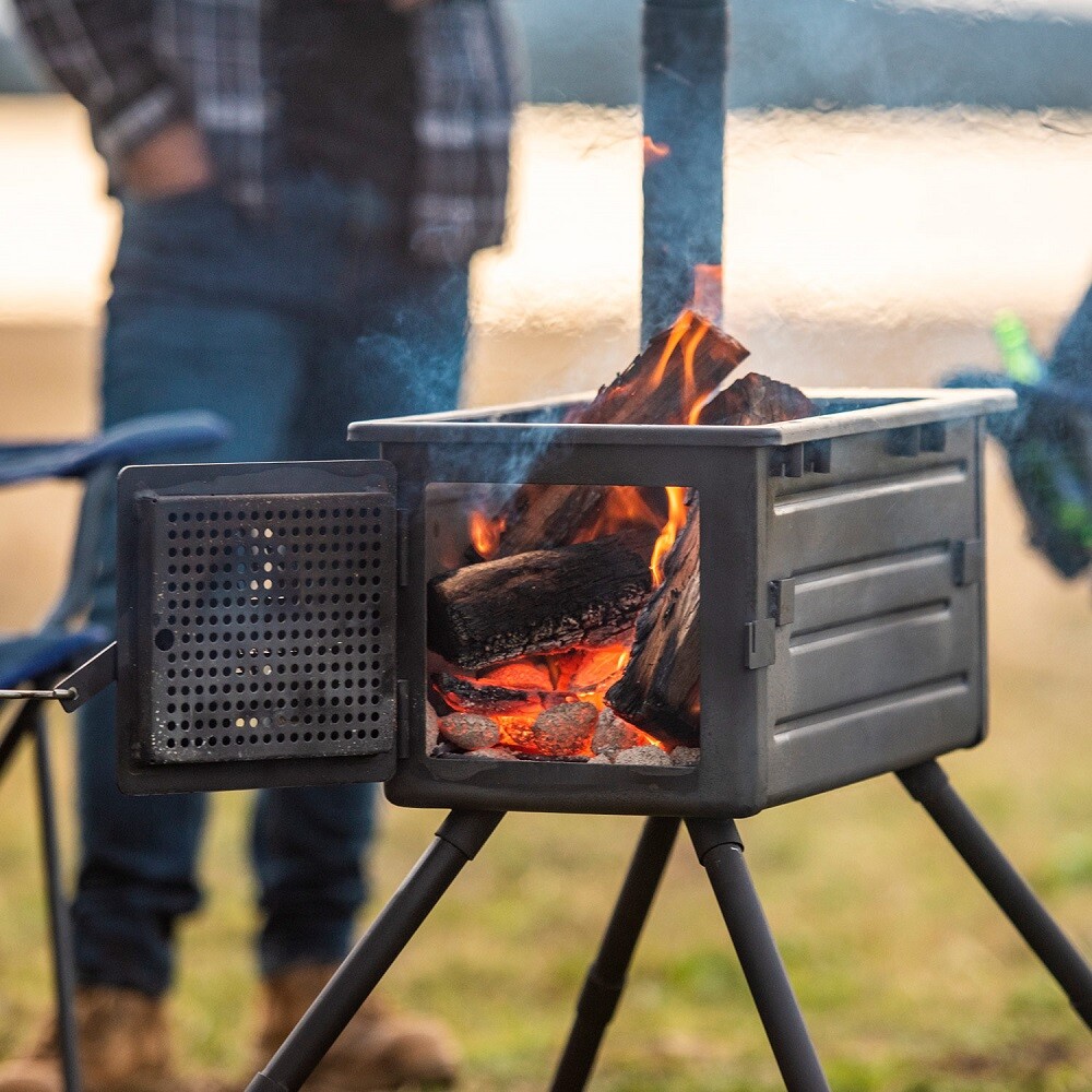 Kings Premium Camping Oven Stove Wood-Fired BBQ Fire Pit + Clear Top Canvas  Bag | eBay