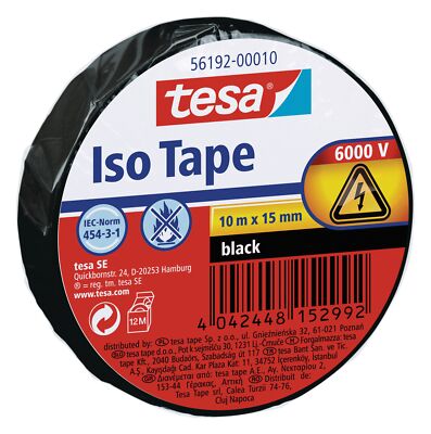 Tesa Isolierband schwarz 10m x 15 mm - 10 Stück - 56192-00010-0