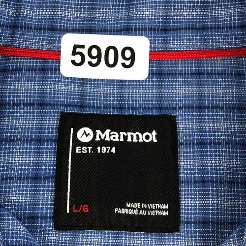 Marmot Button Up Shirt Mens Large Blue Plaid Short Sleeve Front Pocket Stretch - Picture 14 of 14