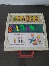 Vintage Fisher-Price School Days Desk With Cards Letters 1972