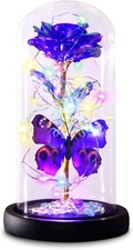 Mothers Day Rose Gifts for Mom, Galaxy Purple Butterfly in Glass