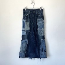 Ralph Lauren Denim Supply Patchwork Maxi Skirt Size 27 Distressed Rare Y2K