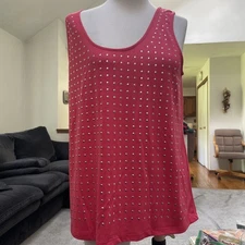 89th And Madison Studio Studded Coral Tank Top Size Large New No Tags