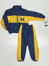Vintage University of Michigan Track Suit Jacket Pants Set Pine Sports Baby 18m