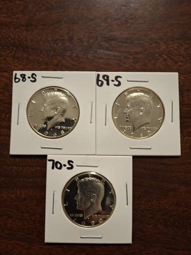 1968-1970 S Kennedy Half Dollar 3-coin Lot 40% Silver Low Mintage
