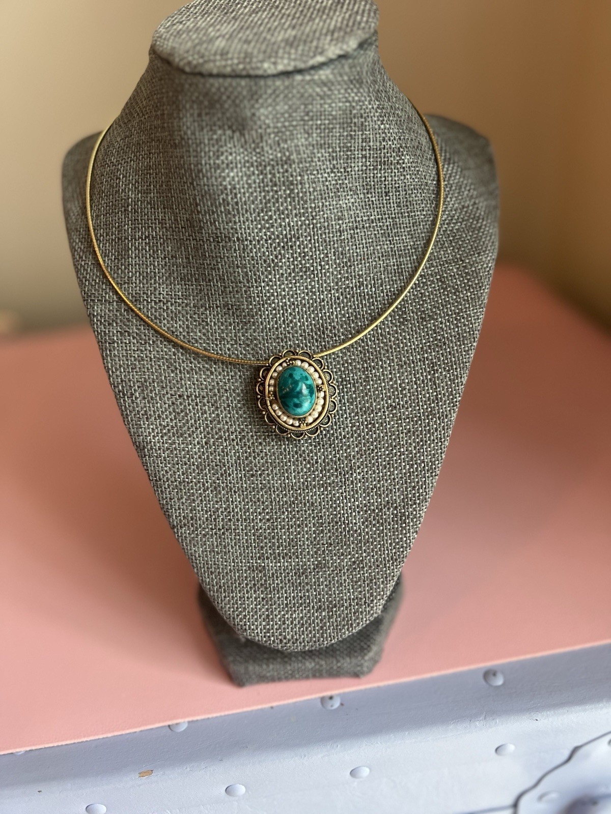 Israel Eilat Stone ? Pearl 950 Sterling Silver Brooch Pin Pendant Gilt? Read! C4