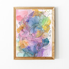 Digital Image Download IA Art Watercolor Doodle Wall Decor Print Pastel Color