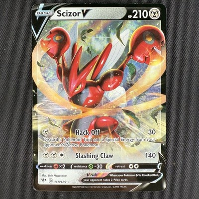 Pokemon TCG Scizor V 118/189 SWSH Darkness Ablaze Ultra Rare Holo Card