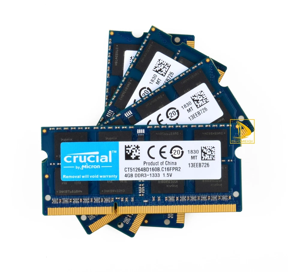 Crucial 4x 4GB 2RX8 PC3-10600S DDR3 1333Mhz Laptop Memory RAM SODIMM" - Image 2 of 4