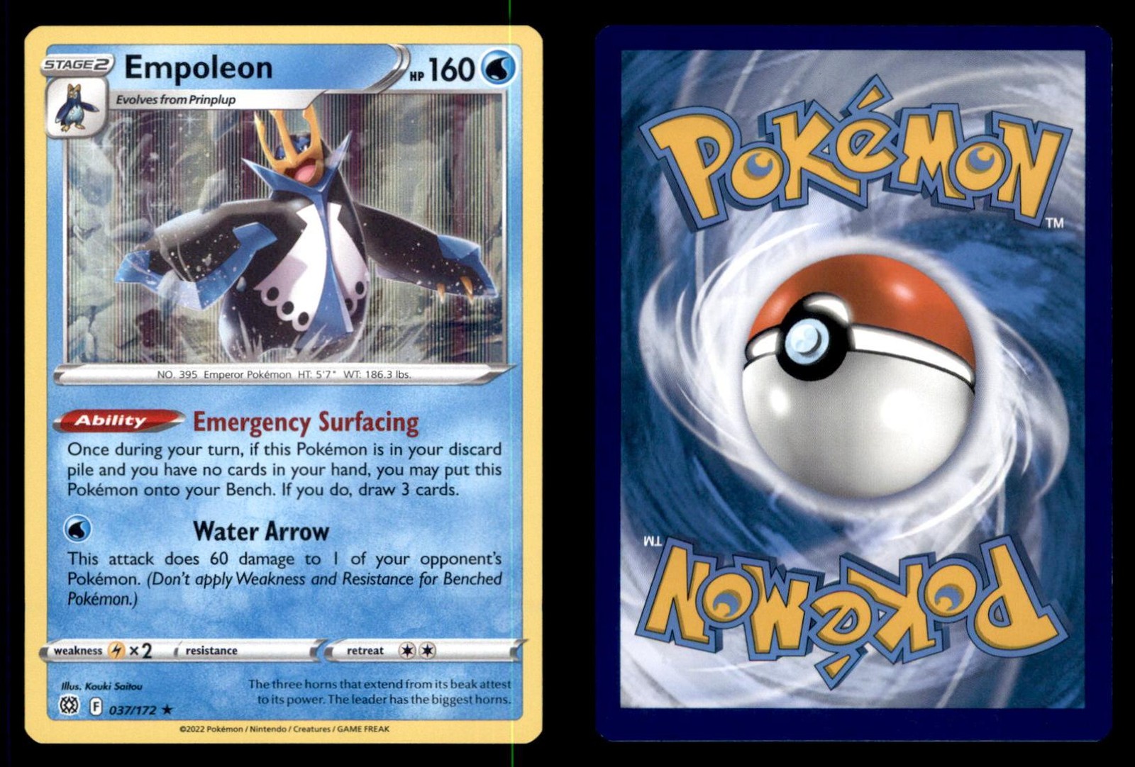 Pokemon Brilliant Stars Empoleon 037/172 Holo 2022 Rare