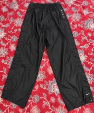 Vintage Nike Black Nylon Snap Track Pants Y2K 90s Tear Away Size M