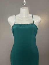 Windsor Dress Womens Small Green Satin Strappy Back Bodycon Mini Party Cocktail