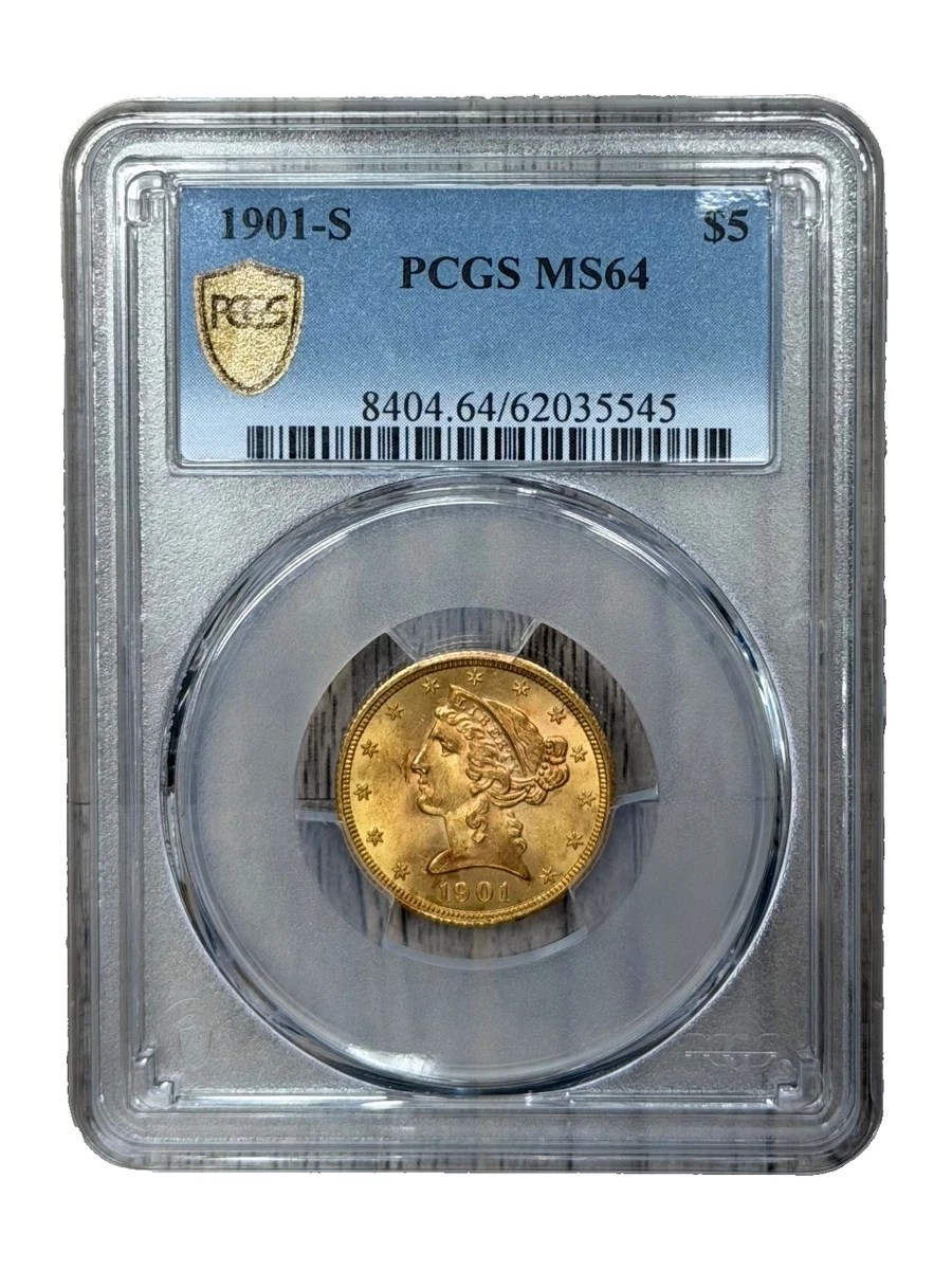MS 64 Graded 1899 Year Half Eagle $5 US Gold Coins (Pre - 1933