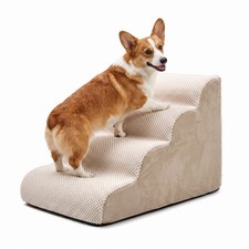 Soft Foam Pet Stairs for Small Dogs  Cats 3-Step Ramp for Couch  Bed, Washable