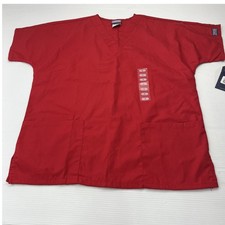 Cherokee Workwear Scrub Top Unisex Small Red NEW 4700 V-Neck Pocket Classic