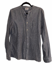 Allsaints Spitalfeild Button Down Long Sleeve Charlestown Blue Sz Medium Shirt