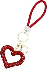 Crystal Rhinestone Heart Car Keychain, Cute Red Keyring Decor Acces Color: Red