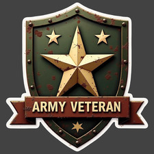 Army Veteran Shield Star Sticker Vinyl Decal Military Patriotic USA Pride
