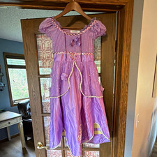 Purple Princess Dress-Up Costume Dress with Puff Sleeves  Floral Trim Girls 7/8