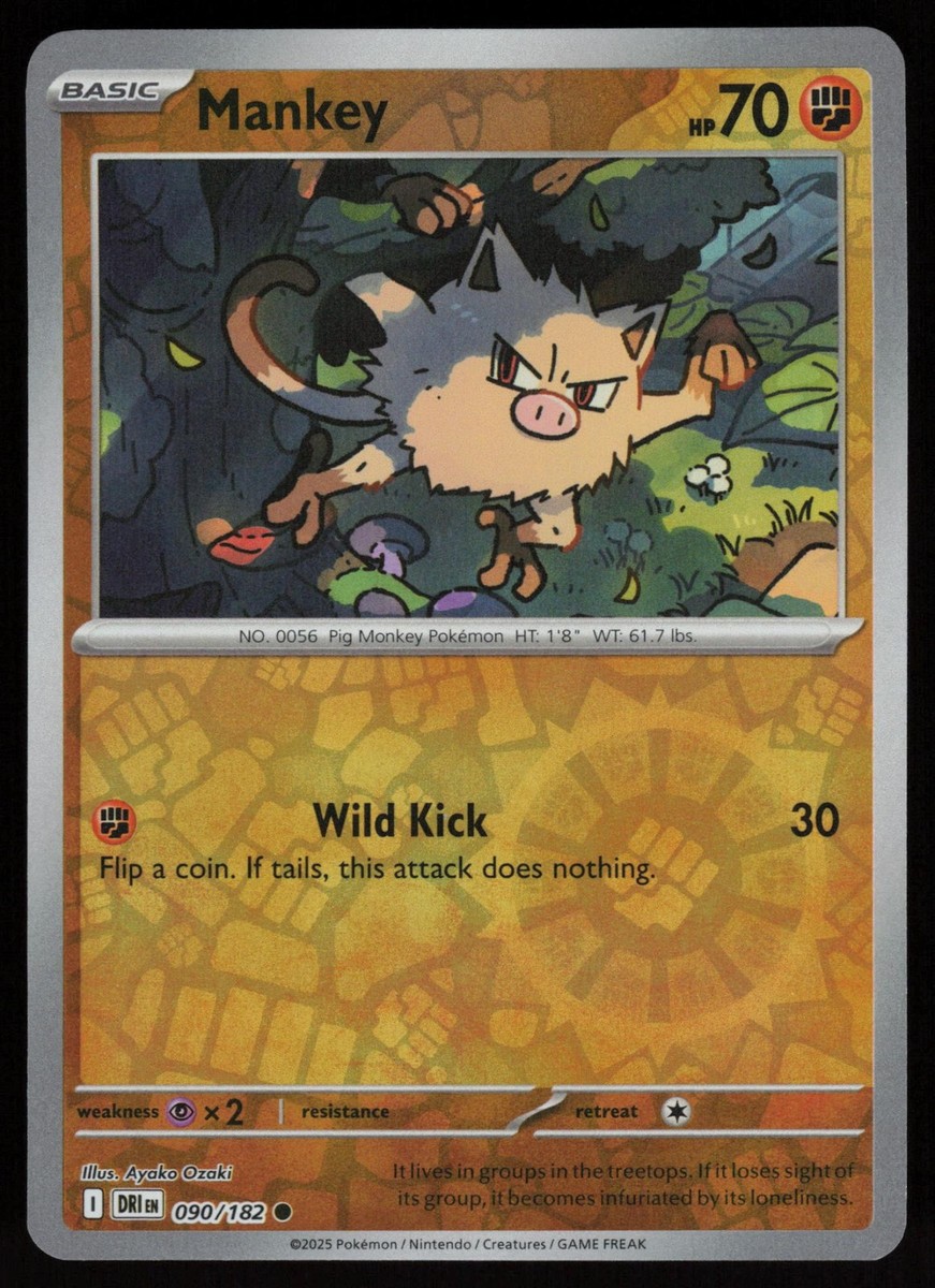 MANKEY 090/182 COMMON DESTINED RIVALS POKEMON REVERSE HOLO NM/M | eBay