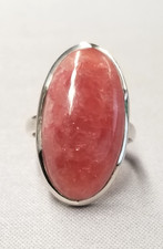 Rhodochrosite Sterling Silver Ring sz 7.5