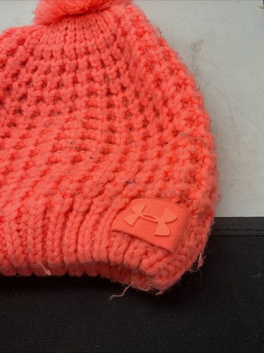 Under Armour ColdGear Infared - Pom Pom Hat - Coral - Girls 4-6 - Zdjęcie 2 z 6
