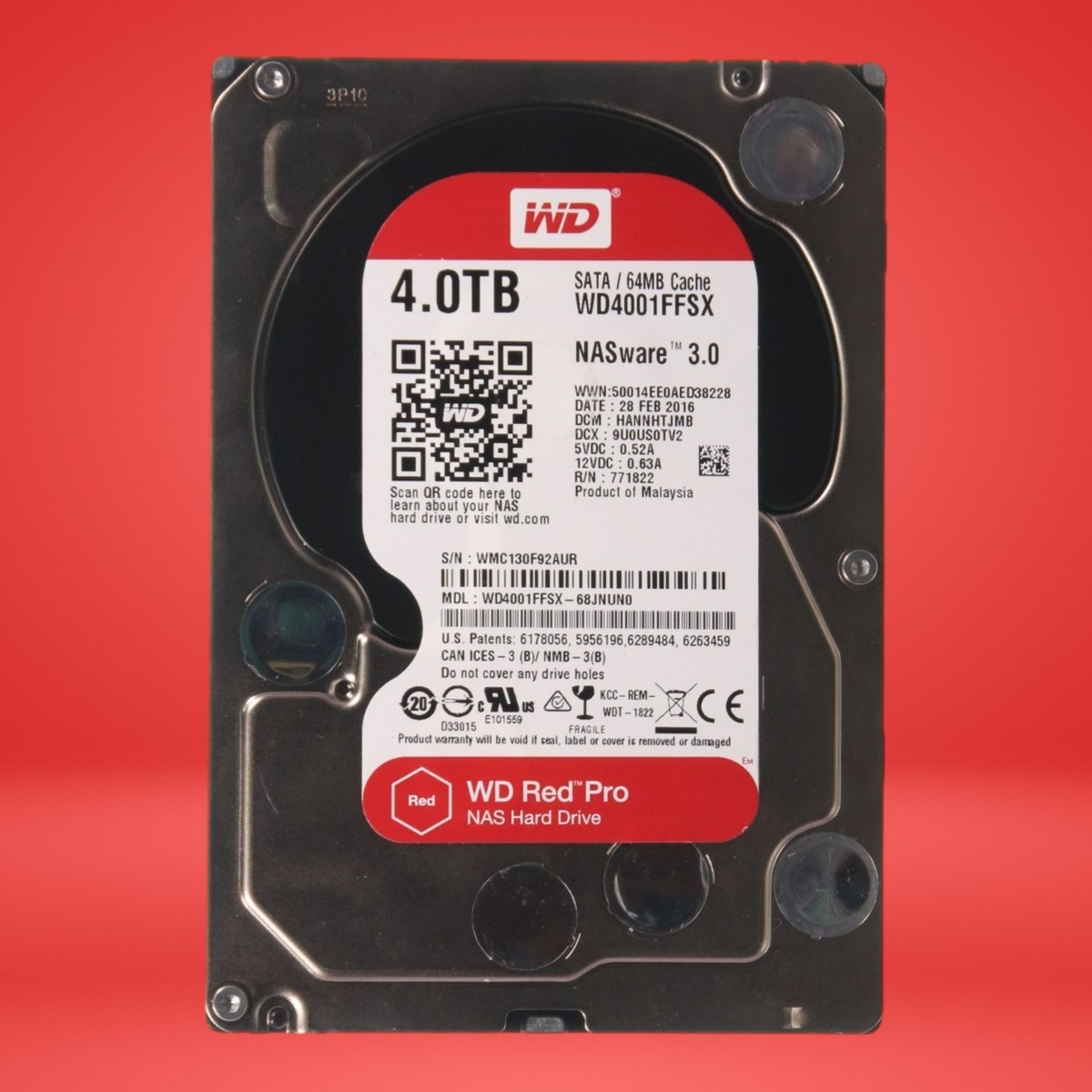 Western Digital WD Red Pro 4TB 3.5 in SATA 64MB HDD WD4001FFSX