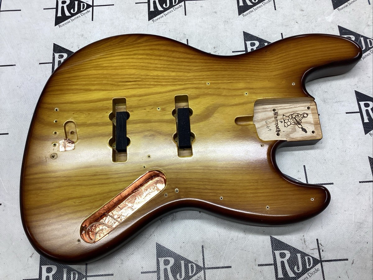 Warmoth J Jazz Style Bass Guitar Body 4 String Sunburst Ash Satin