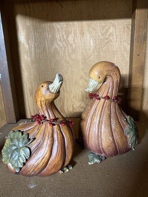 VTG Pumpkin Gourd Ducks Geese Figurine Statues Fall Decor Collections Ceramic