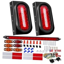 6inch Oval Trailer Lights Led Kit w/Backup Reverse, Red/White 22LED Trailer