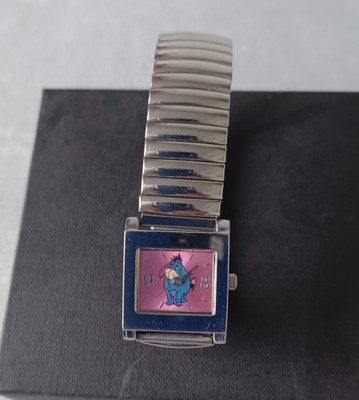Vintage 1980er Disney Eeyore Quartz Uhr Seiko SII Pink Face Donkey neue Batterie