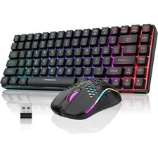 RedThunder K84 Wireless Keyboard And Mouse Combo, Rainbow Backlit Rechargeable