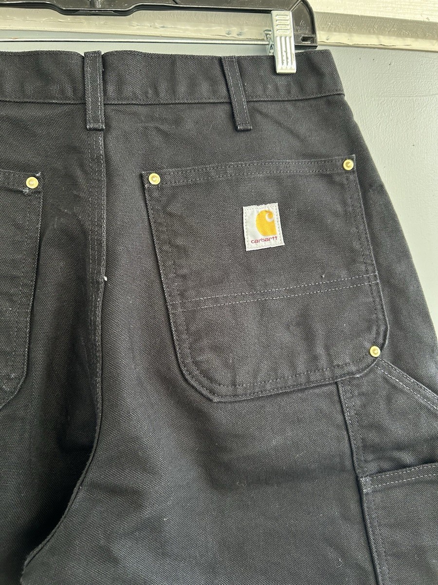 Size 33x30- Carhartt Double Knee Black Made In USA Loose Fit | eBay