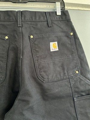 Size 33x30- Carhartt Double Knee Black Made In USA Loose Fit | eBay