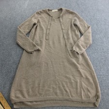 Vestido Suéter Orgánico Gobi Para Mujer M Marrón Orgánico Cachemira Cuello en V Manga Larga