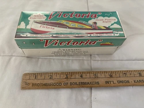 1996 Schylling Tin Toy Boat With Box   .Victoria Steam Powered. SEALED