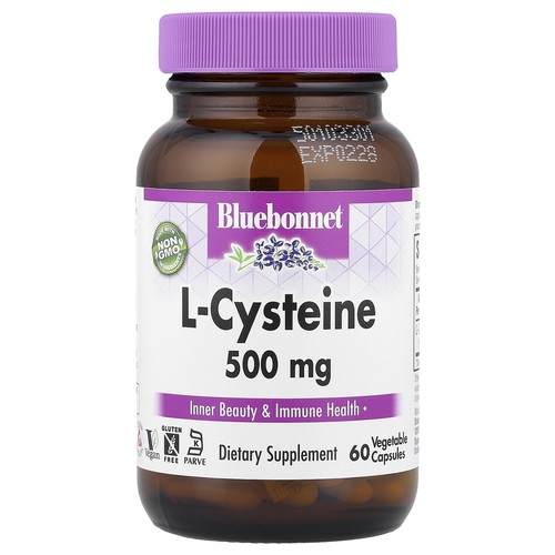 Bluebonnet Nutrition L-Cysteine 500 mg 60 Veggie Caps Egg-Free, Fish Free,