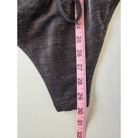 For Love and Lemons Skivvies Baccarat Glitter Knit Bodysuit Black Party S