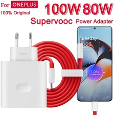 Original OnePlus 100W SuperVOOC Charger USB-A Adapter + Type-C Cable Fast Charge