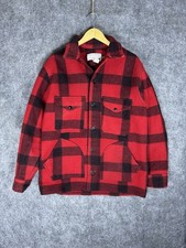 Filson Cruiser Jacket SIZE 46 Red Plaid Wool Style 85 Mackinaw Coat Made In USA