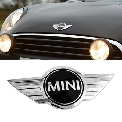 2× Für Mini Cooper Badge Logo Vorne+Hinten Chrom Kapuze Metall Aufkleber Emblem