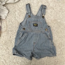 Oshkosh B'gosh Blue Denim  Striped short Dungarees Carpenter 18M Bib Overalls