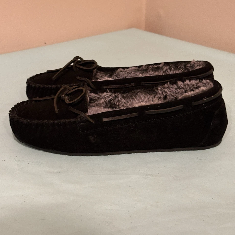 Mocasines Minnetonka Zapatillas Gamuza Piel Sintética Forradas Negras Mujeres Talla 10 М Foto 3 de 4