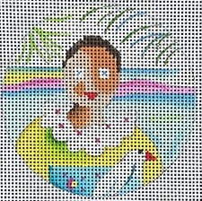 Needlepoint Handpainted Colors of Praise Island Woman 3" IN321