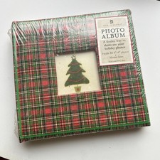 New Seasons Christmas Gift Red Green Plaid Photo Album 50 4  x 6  Retro Decor