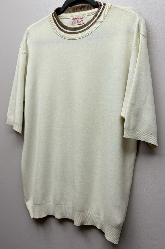 Vintage Munsingwear Ban Lon DuPont Nylon Mens Beige Short Sleeve Shirt XL - Image 3 of 4