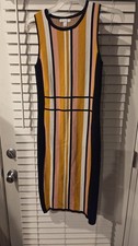 New York & Co Women Sleeveless Multicolor Striped Knit Dress Size S Stretch