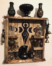 Triple Moon Goddess Hanging Or Standing Witches Shelf For Witchy